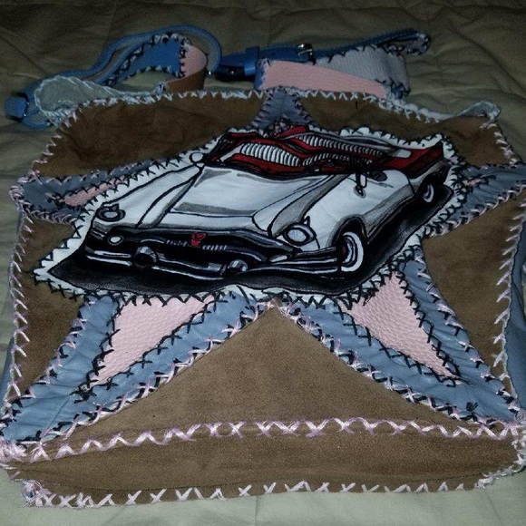 Leather bag shoulder Thunderbird detail HANDMADE - Picture 6 of 7